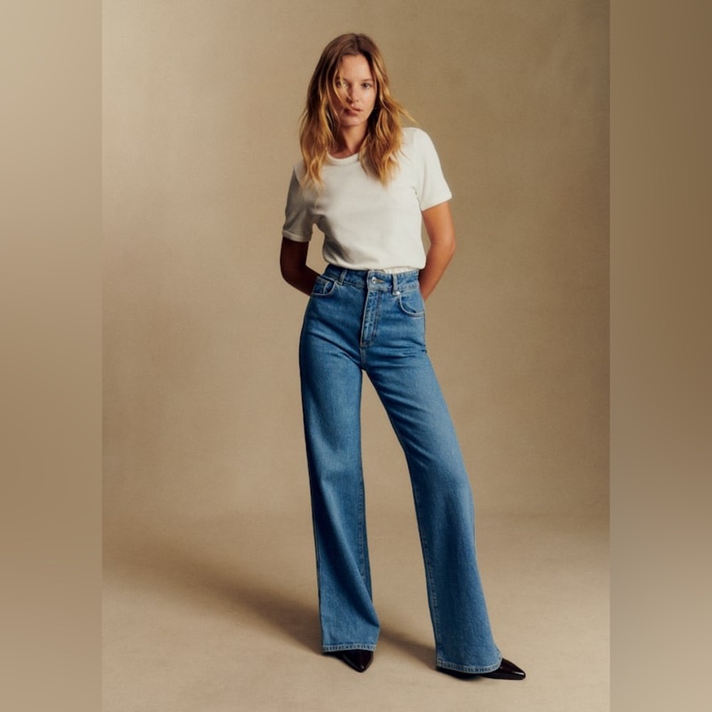 NWT Sezane New 70’s Trousers in Blue Denim